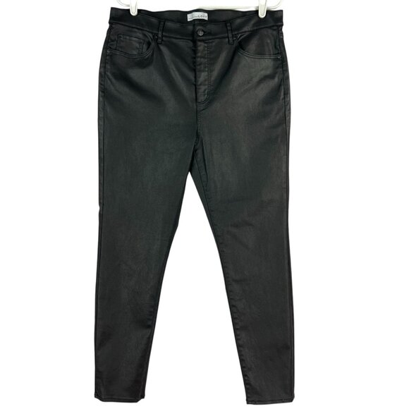 LOFT Women's The Skinny Black Coated Jeans Sz 32/14 High Stretch High Rise NWOT - Picture 1 of 13